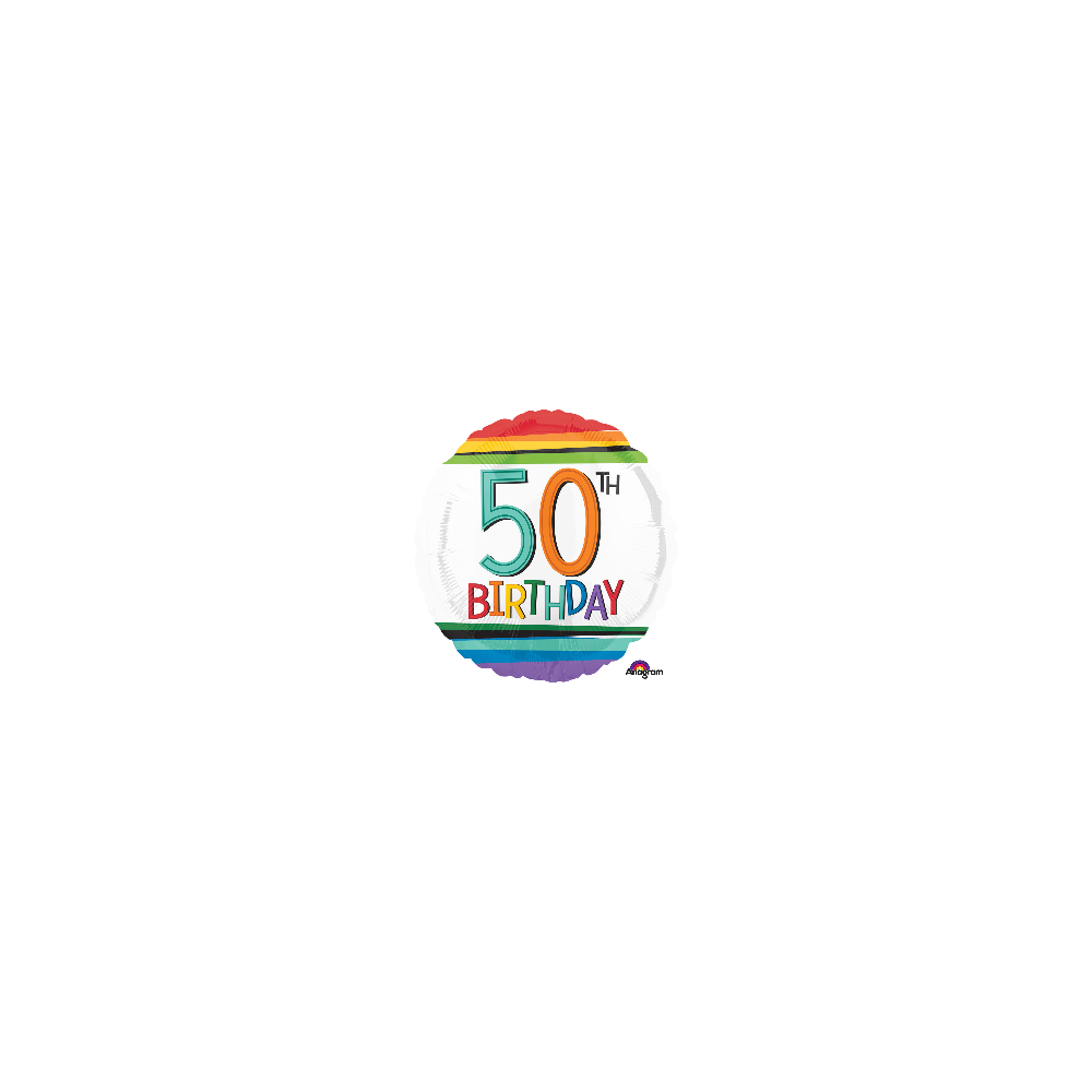Balon foliowy okrągły 50th birthday kolorowy