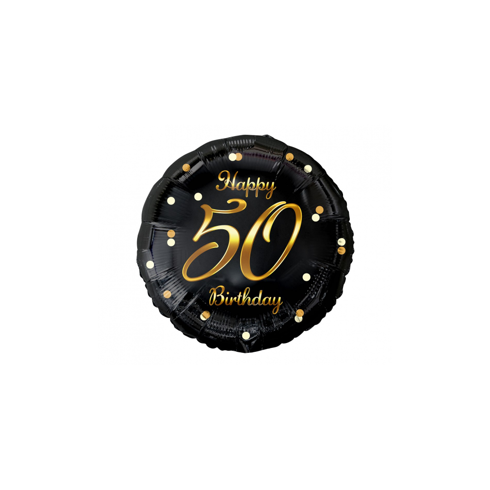 Balon foliowy okrągły 50 Happy birthday złoty
