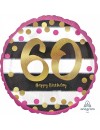 Balon foliowy okrągły 60 Happy birthday paski