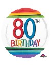 Balon foliowy okrągły 80th birthday kolorowy