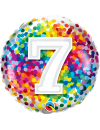 Balon foliowy okrągły cyfra 7 kolorowe konfetti 18" QL