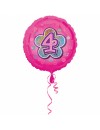 Balon foliowy okrągły cyfra 4 różowy 18"