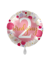 Balon foliowy okrągły cyfra 2 pastelowy różowy 17"