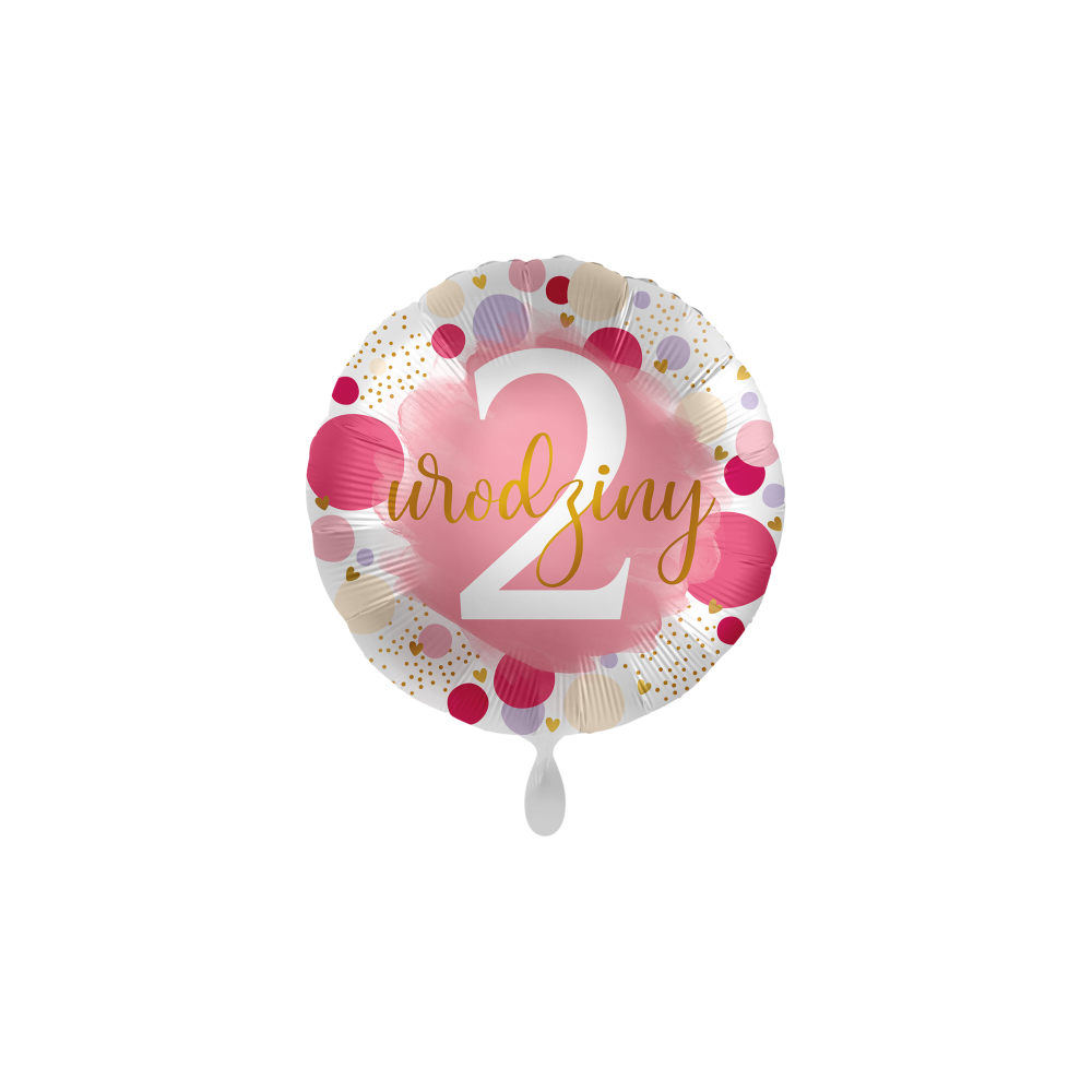 Balon foliowy okrągły cyfra 2 pastelowy różowy 17"