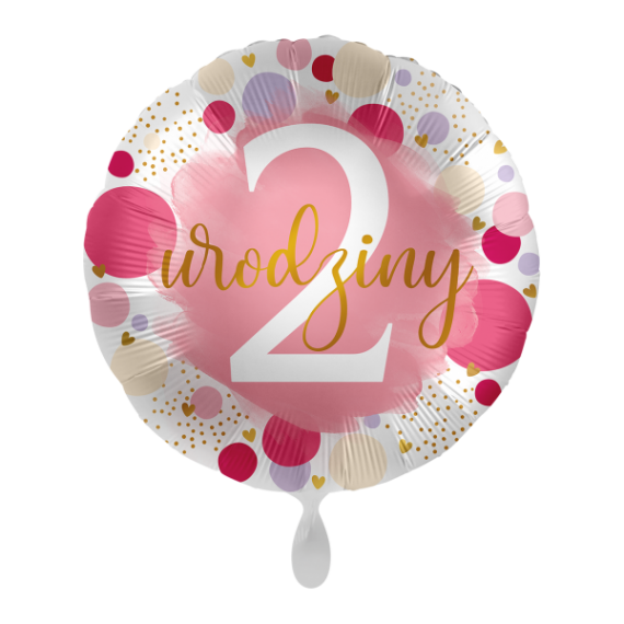 Balon foliowy okrągły cyfra 2 pastelowy różowy 17"
