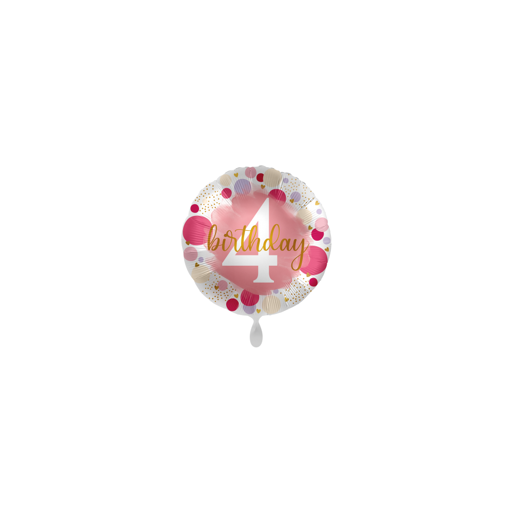Balon foliowy okrągły cyfra 4 pastelowy różowy 17"