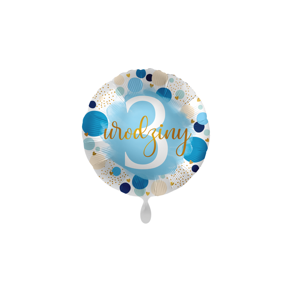 Balon foliowy okrągły cyfra 3 pastelowy niebieski 17"