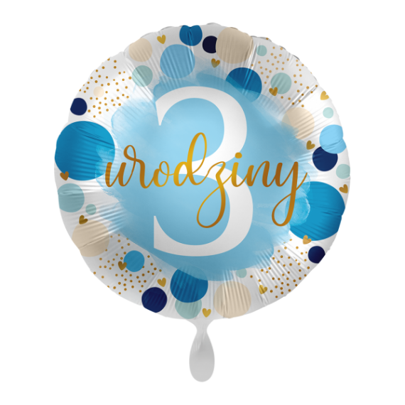 Balon foliowy okrągły cyfra 3 pastelowy niebieski 17"