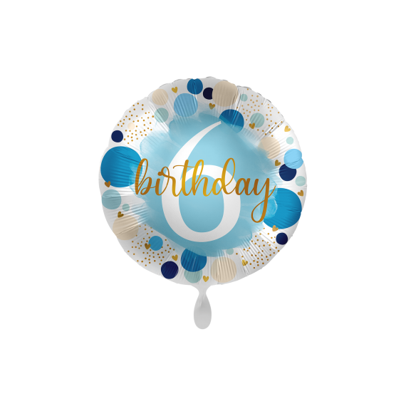Balon foliowy okrągły cyfra 6 pastelowy niebieski 17"