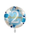 Balon foliowy okrągły "2 urodziny" pastelowy niebieski 17"