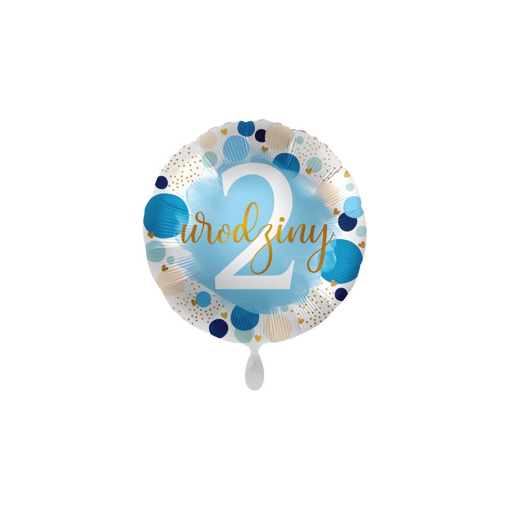 Balon foliowy okrągły "2 urodziny" pastelowy niebieski 17"