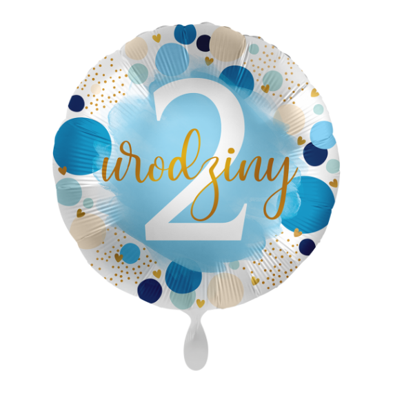 Balon foliowy okrągły "2 urodziny" pastelowy niebieski 17"