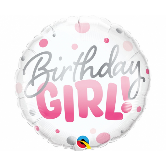 Balon foliowy okrągły Birthday Girl 18" QL