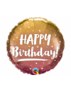 Balon foliowy okrągły Happy birthday złote ombre18" QL