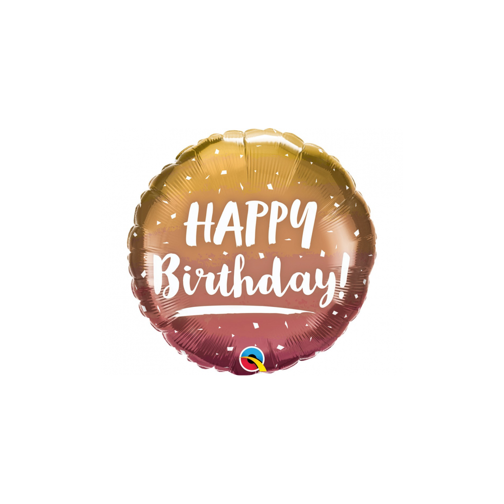 Balon foliowy okrągły Happy birthday złote ombre18" QL