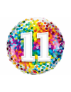 Balon foliowy okrągły liczba 11 kolorowe konfetti 18" QL