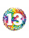 Balon foliowy okrągły liczba 13 kolorowe konfetti 18" QL