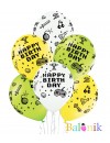 Balon lateksowy mix kolorów z nadrukiem happy birthday - game