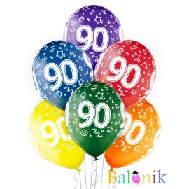 Balon lateksowy cyfra 90 mix kolorów