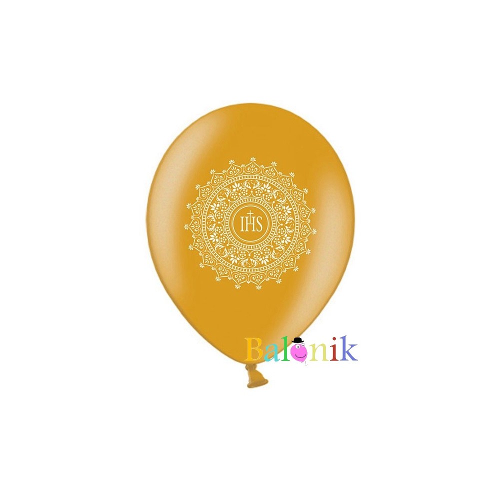 Balon lateksowy IHS złoty - pierwsza komunia święta
