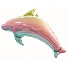Balon foliowy Tęczowy delfin - 93 cm