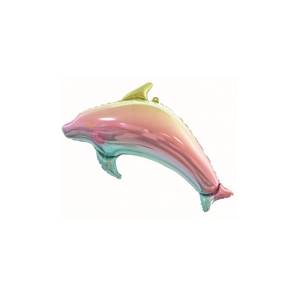 Balon foliowy Tęczowy delfin - 93 cm