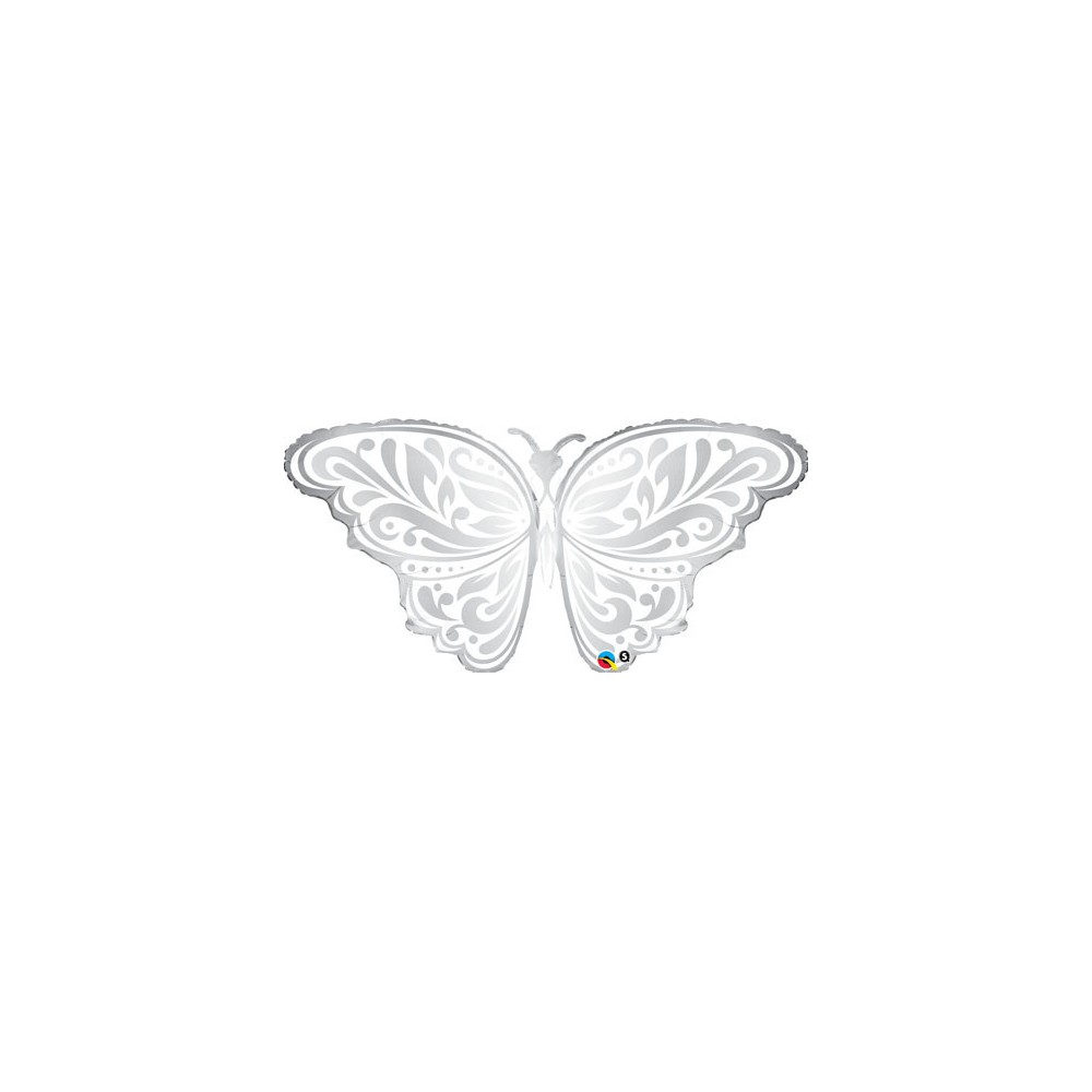 Balon foliowy Motyl srebrny - 112 cm