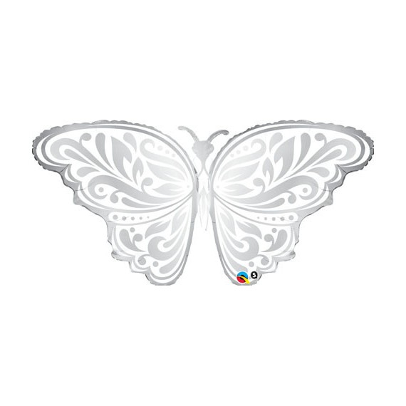 Balon foliowy Motyl srebrny - 112 cm
