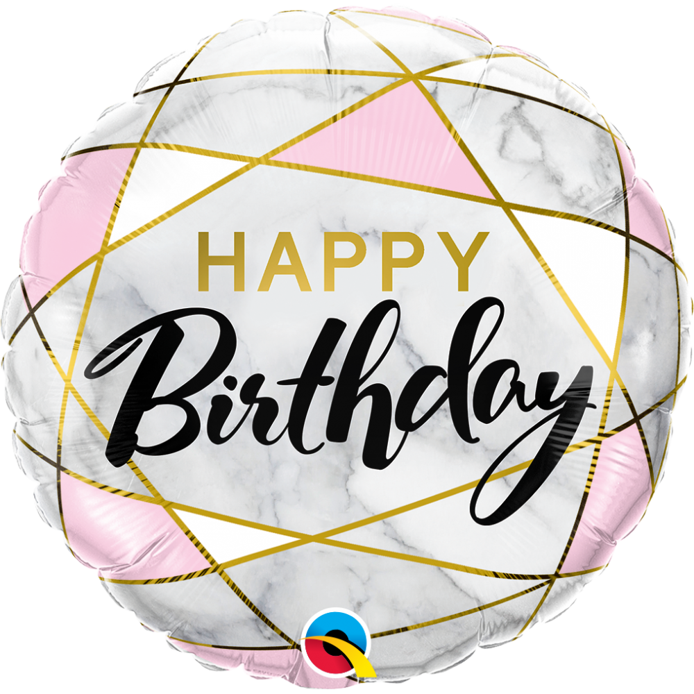 Balon foliowy okrągły marmur - Happy Birthday 18" QL