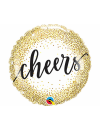 Balon foliowy okrągły złote konfetti - Cheers 18" QL
