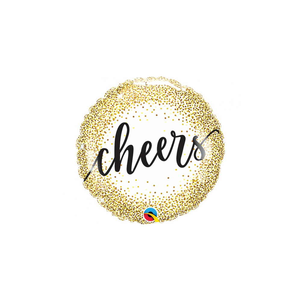 Balon foliowy okrągły złote konfetti - Cheers 18" QL