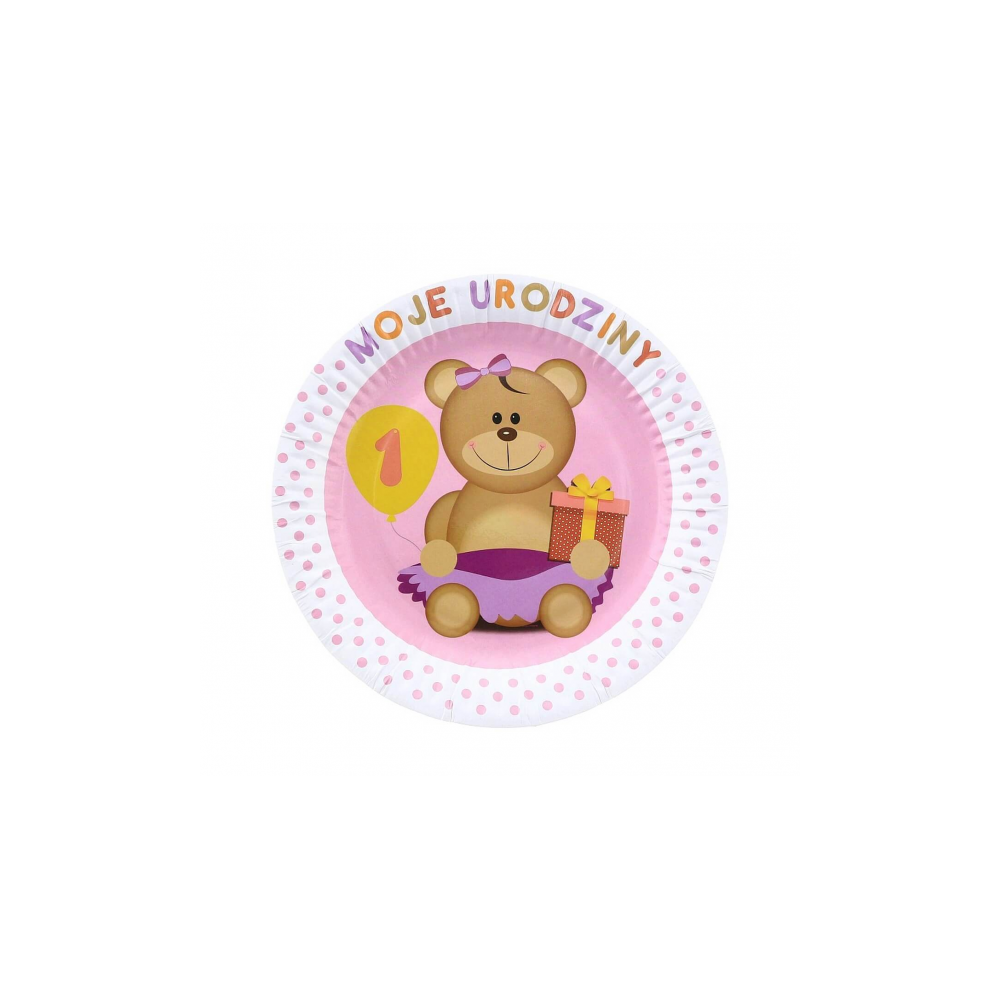 Talerzyki papierowe roczek, Moje 1 urodziny , 18 cm