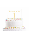 Topper na tort 1 urodziny, złoty, 19 cm