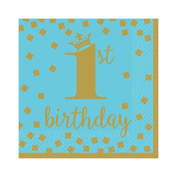 Serwetki Roczek - 1st birthday złota korona, 33 x 33 cm
