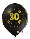 Balon lateksowy czarny z nadrukiem - złota 30