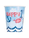 Kubeczki papierowe "HAPPY 1 ST", 8 szt., marynarski