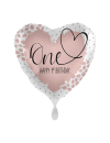 Balon foliowy serce "One Happy 1st Birthday" różowy