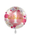 Balon foliowy okrągły "1 birthday" różowy roczek