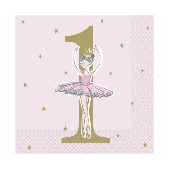 Serwetki Kolekcja Roczek - balerina 1 st birthday 33 x 33 cm