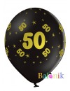 Balon lateksowy czarny z nadrukiem - złota 50