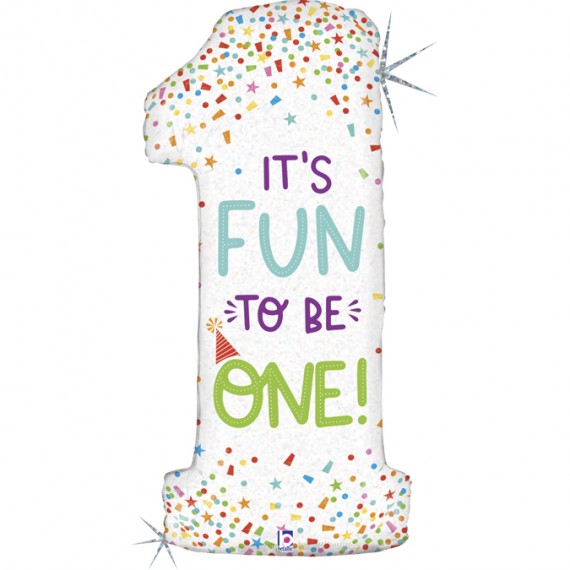Balon foliowy cyfra 1 - "it's fun to be ONE" , 117 cm