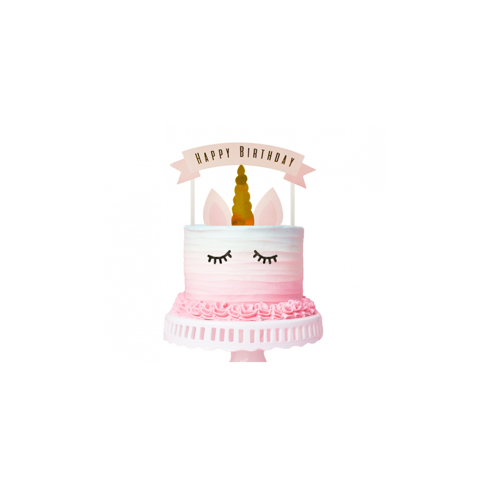Topper na tort Happy Birthday JEDNOROŻEC