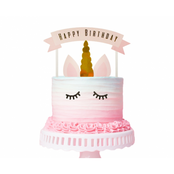 Topper na tort Happy Birthday JEDNOROŻEC