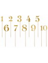 Topper / Liczby na patyczkach, Numery 1-10, złoty