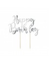 Topper na tort Happy Birthday - srebrny