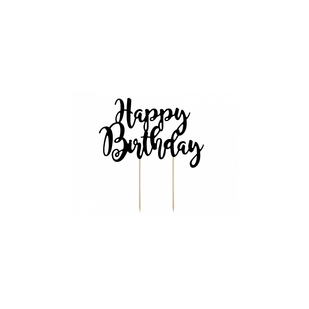 Topper na tort Happy Birthday - czarny
