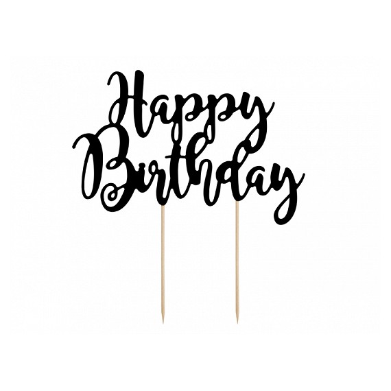 Topper na tort Happy Birthday - czarny