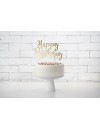 Topper na tort Happy Birthday - złoty