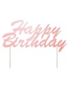 Topper na tort Happy Birthday - różowy