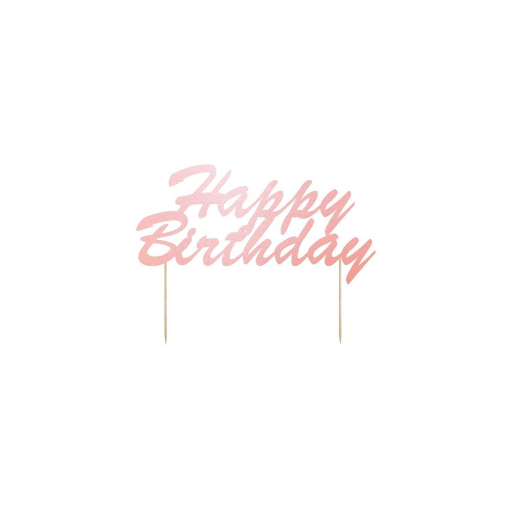 Topper na tort Happy Birthday - różowy